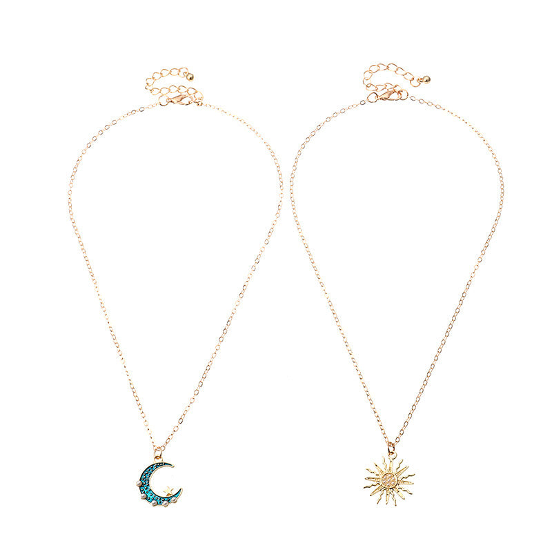 Wholesale Personalized Pearl Sun Moon Necklace Alloy