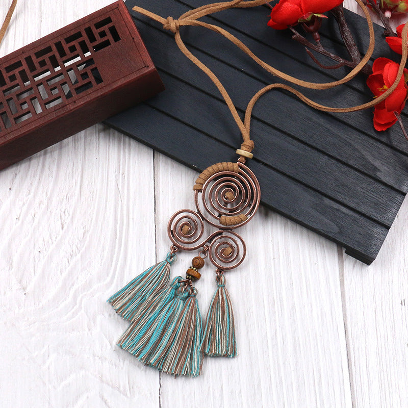 Wholesale Alloy Long Tassel Pendant Necklace
