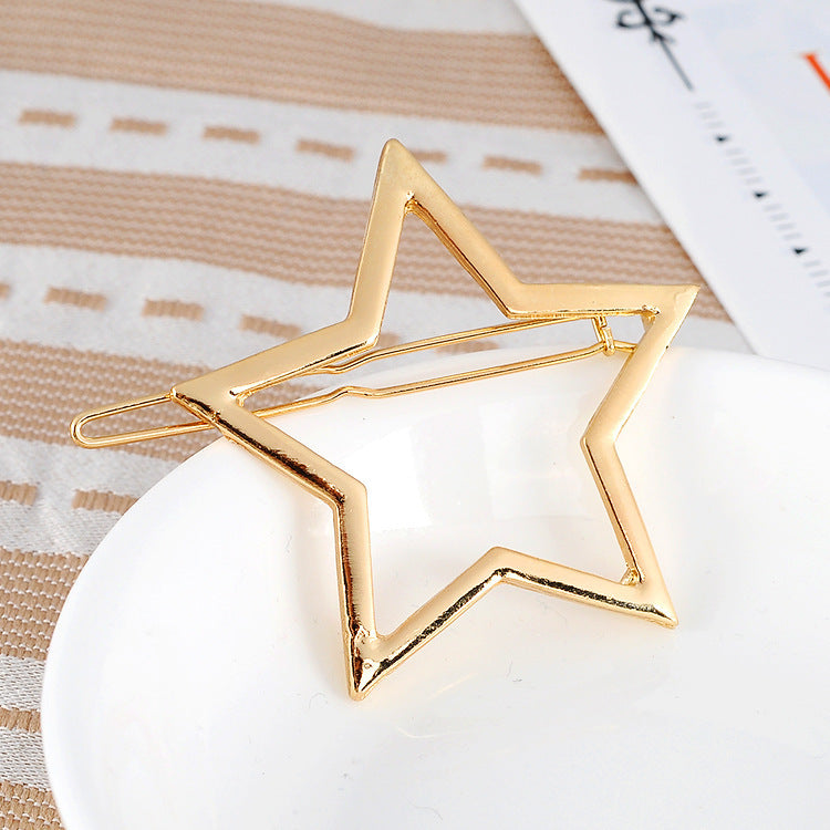 Wholesale Hollow Glossy Five-pointed Star Alloy Hair Clips