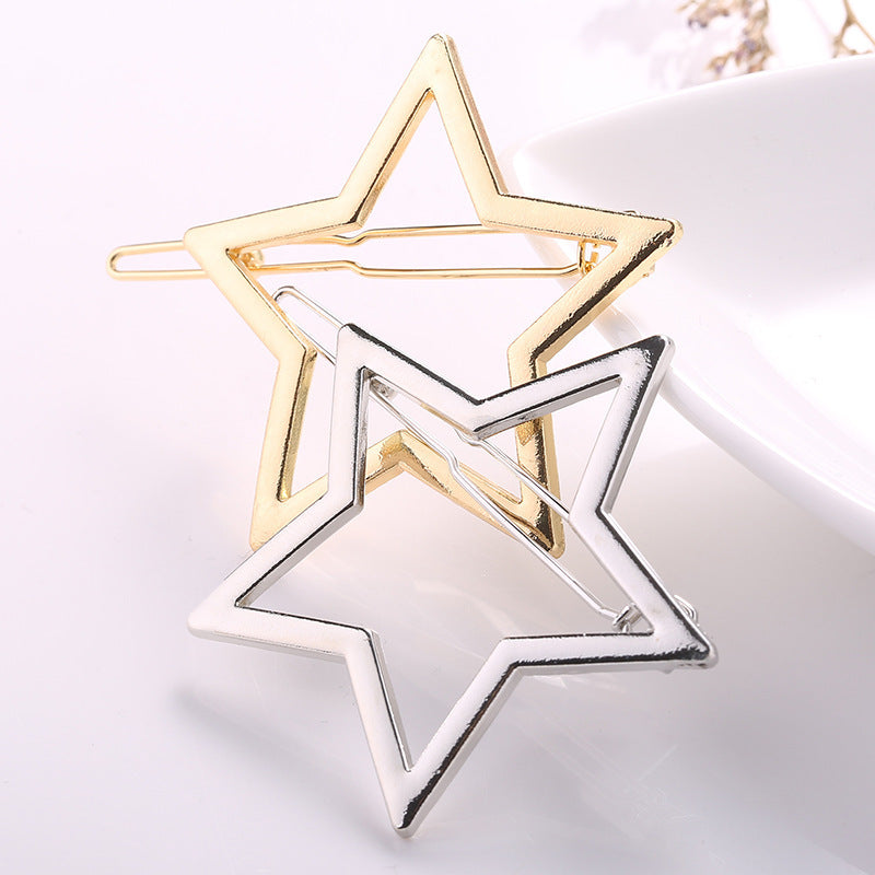 Wholesale Hollow Glossy Five-pointed Star Alloy Hair Clips