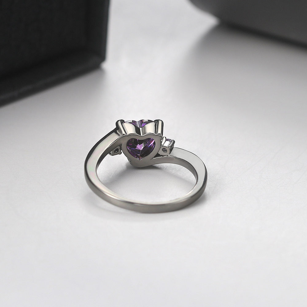 Wholesale Black Gold Heart Zircon Copper Rings