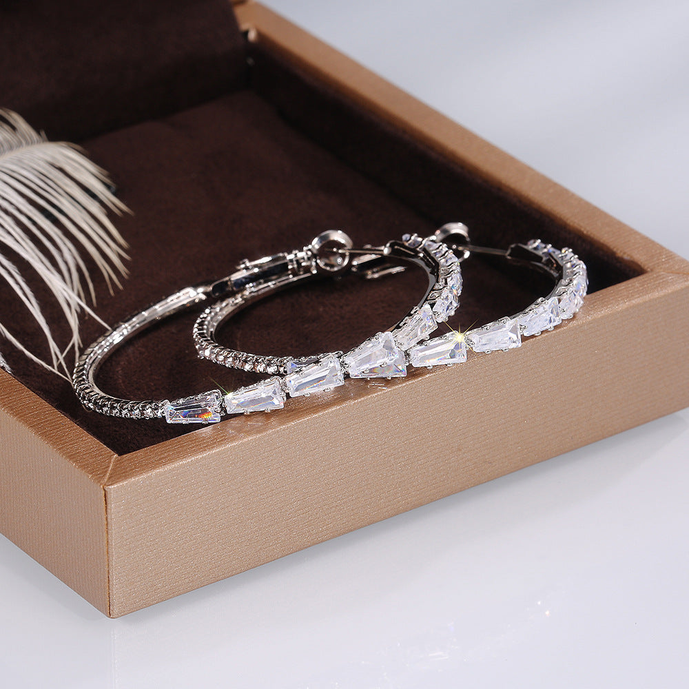 Wholesale Simple Gold Zircon Copper Earrings