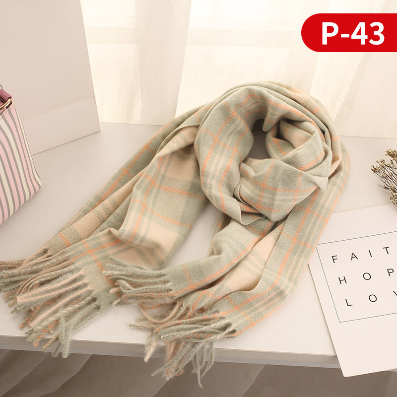 Wholesale New Thickened Polyester Imitation Wool Winter Plaid Scarf