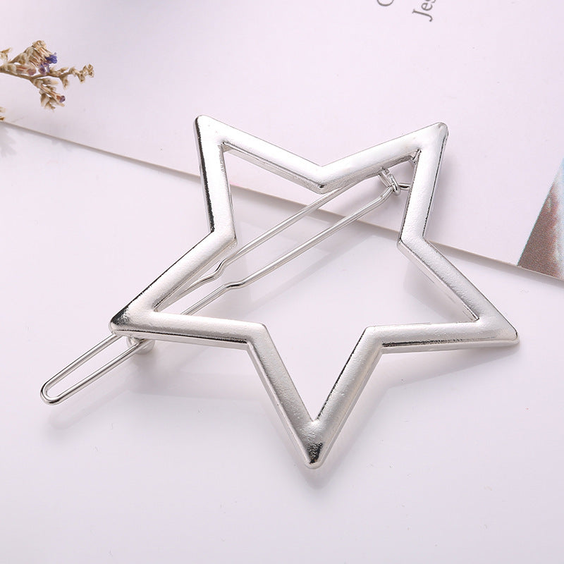 Wholesale Hollow Glossy Five-pointed Star Alloy Hair Clips