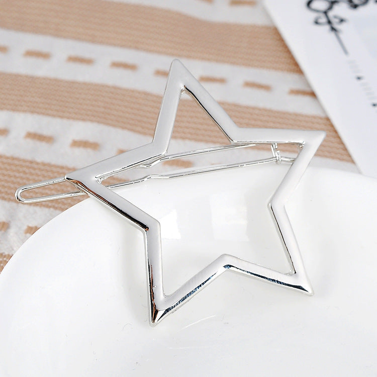 Wholesale Hollow Glossy Five-pointed Star Alloy Hair Clips