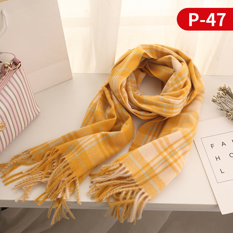 Wholesale New Thickened Polyester Imitation Wool Winter Plaid Scarf