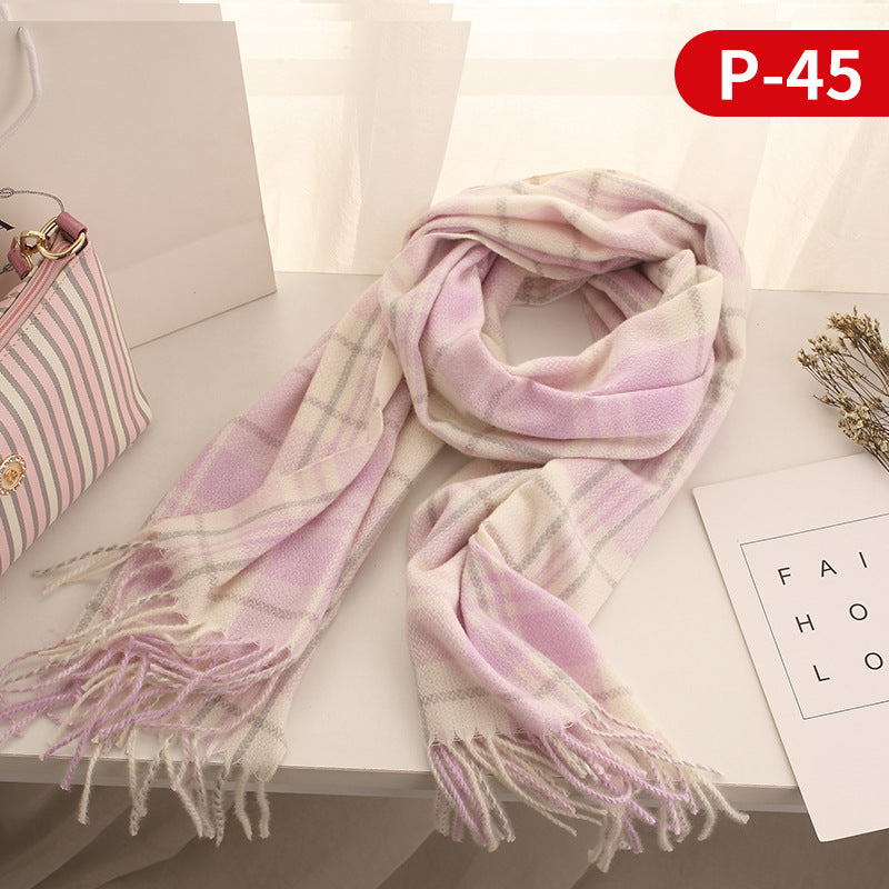 Wholesale New Thickened Polyester Imitation Wool Winter Plaid Scarf