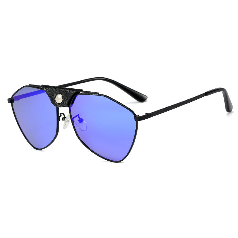 Wholesale PC Polygon Metal Colorful Film Men and Women Sunglasses