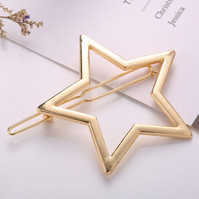 Wholesale Hollow Glossy Five-pointed Star Alloy Hair Clips