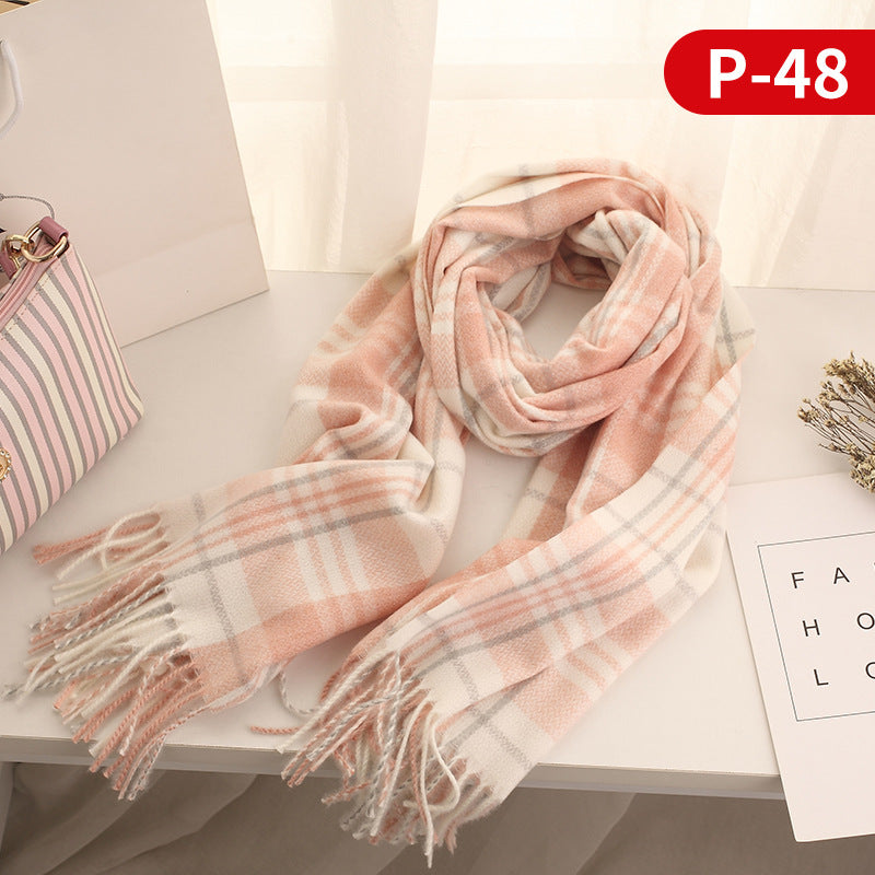 Wholesale New Thickened Polyester Imitation Wool Winter Plaid Scarf