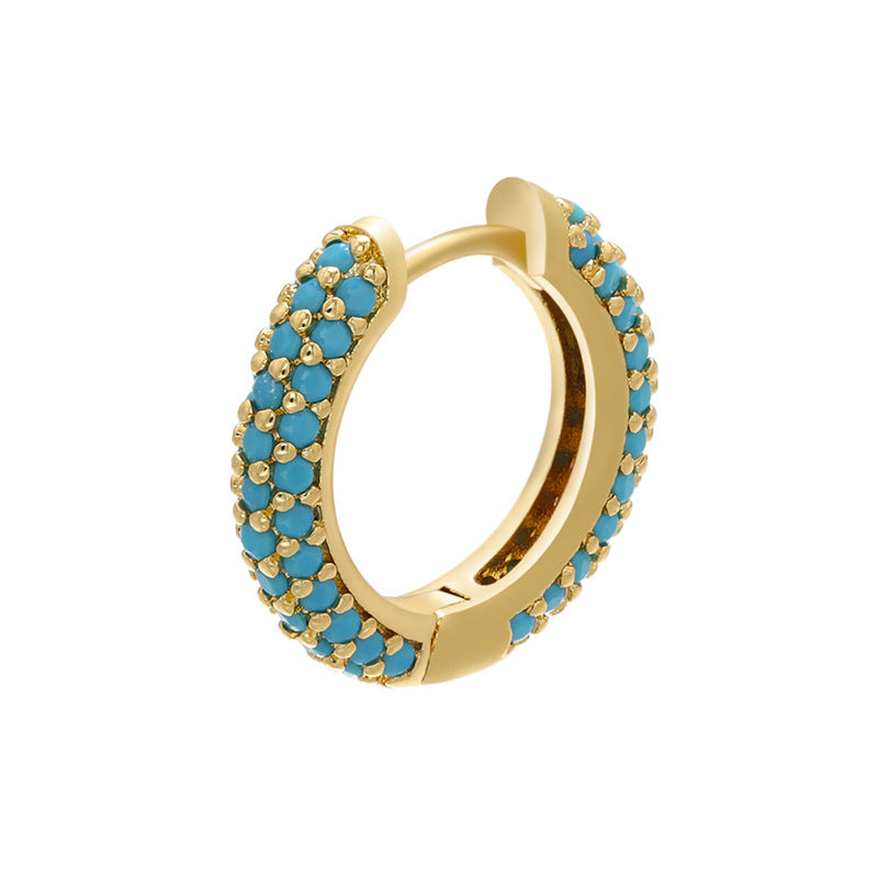 Wholesale Earrings Brass Colorful Round Earrings Women Light Luxury OLY-ES-BJ002