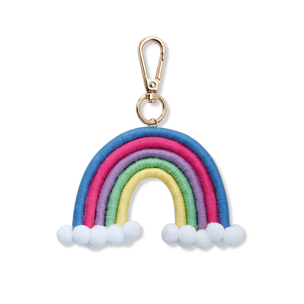 Wholesale Alloy Cotton Thread Hair Ball Rainbow Woven Keychain