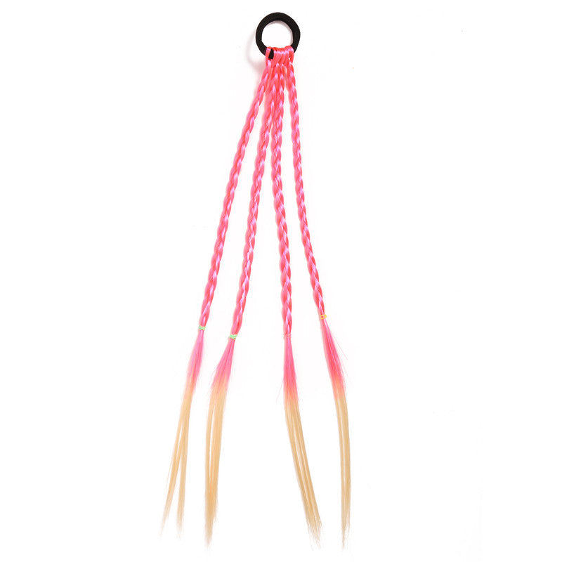 Wholesale Children's Color Wig Braid Leather Band Hair Scrunchies
