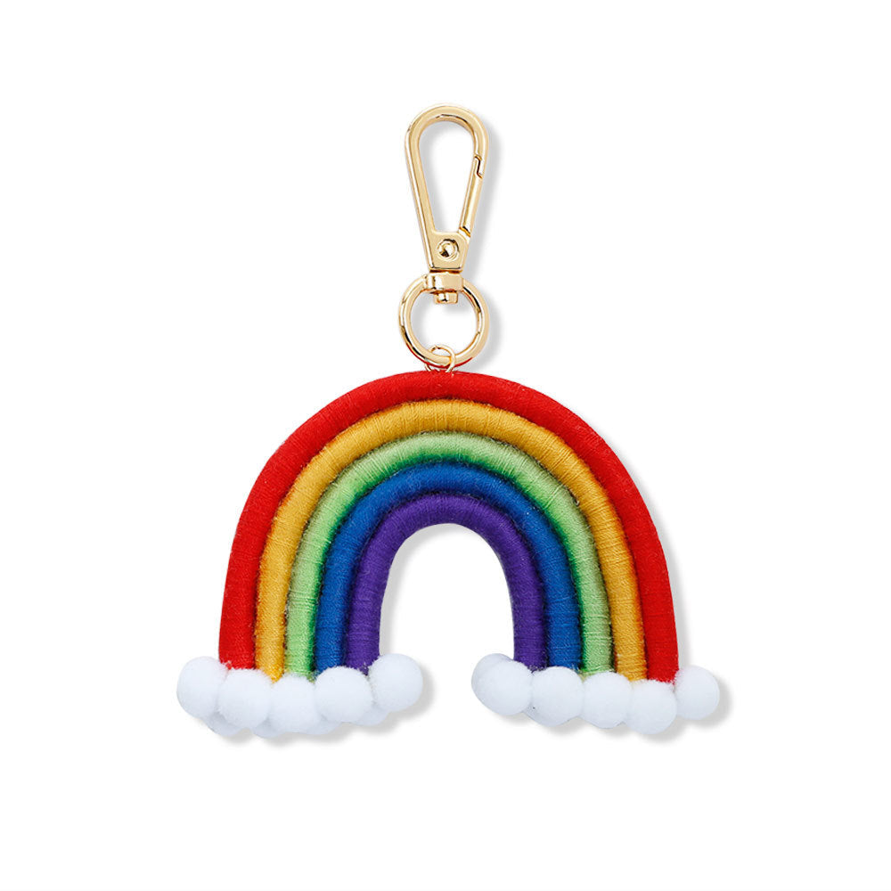Wholesale Alloy Cotton Thread Hair Ball Rainbow Woven Keychain