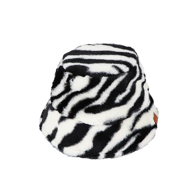 Wholesale Zebra Print Leopard Plush Bucket Hat