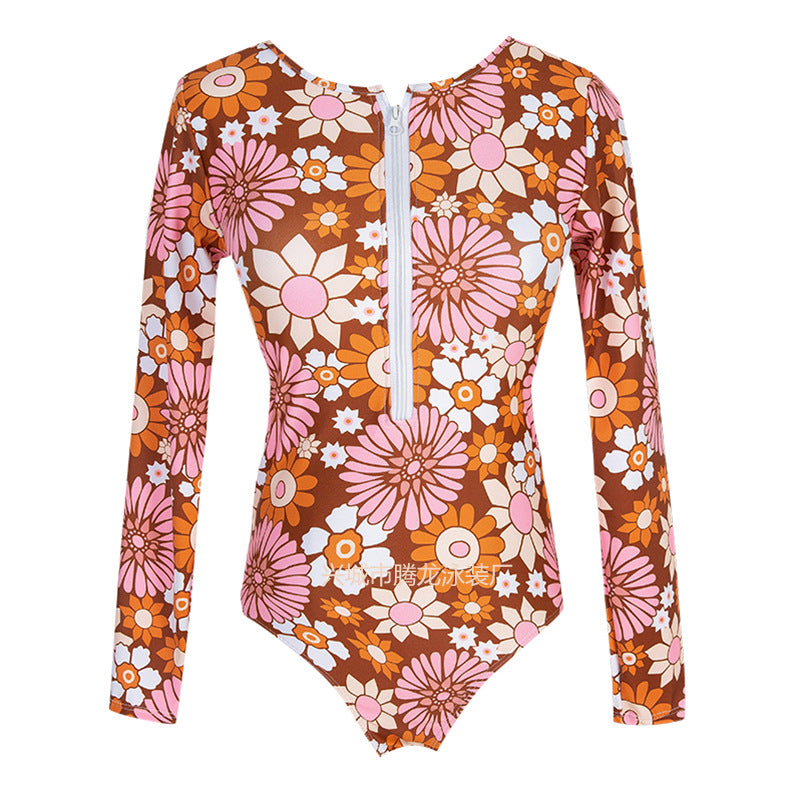 Wholesale One Piece Long Sleeve Polyester Swimwear