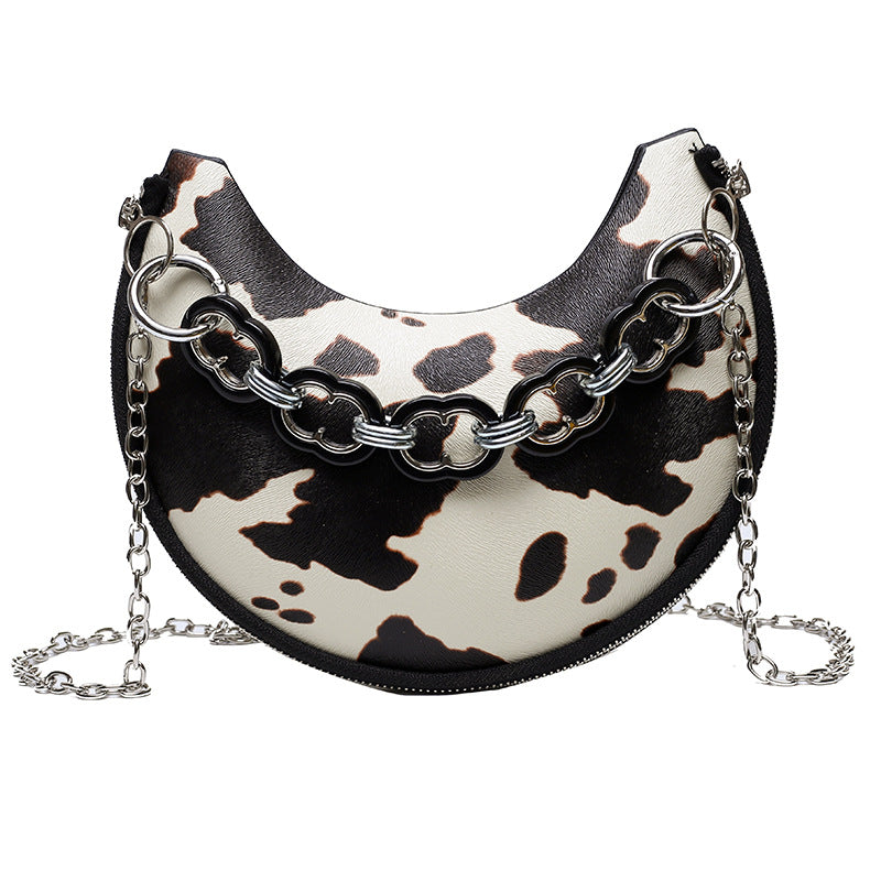 Wholesale Cow Pattern Texture PU Shoulder Bag Popular Messenger Bag Crescent Bag