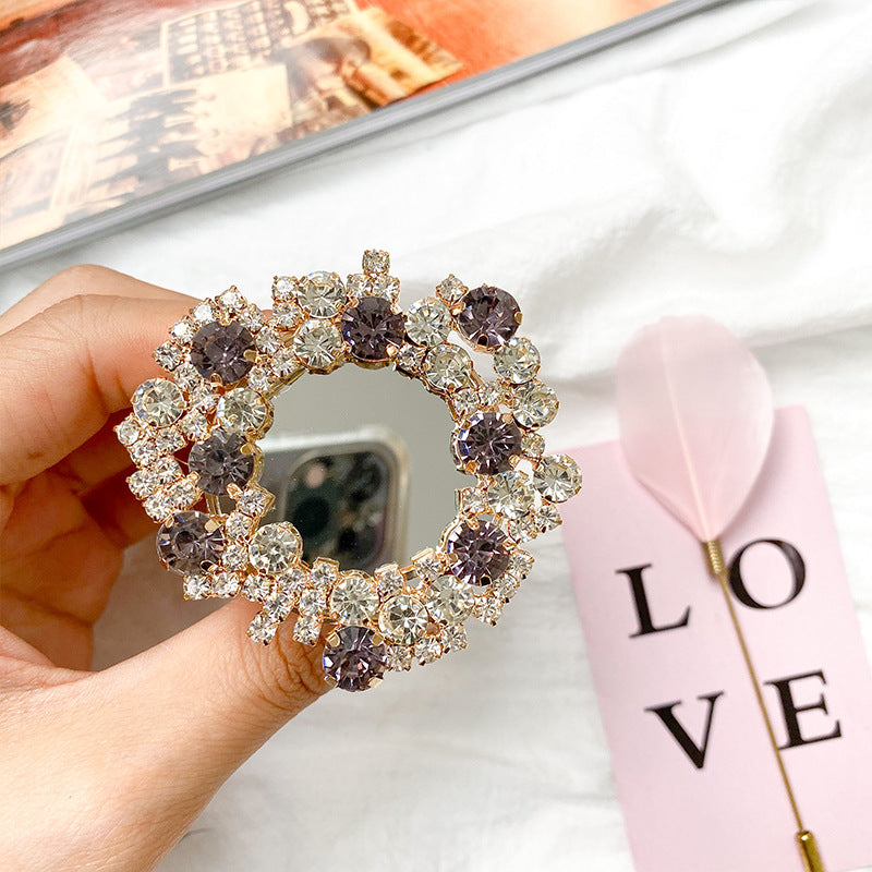 Soporte para teléfono móvil con incrustaciones de diamantes de espejo de diamantes de imitación al por mayor