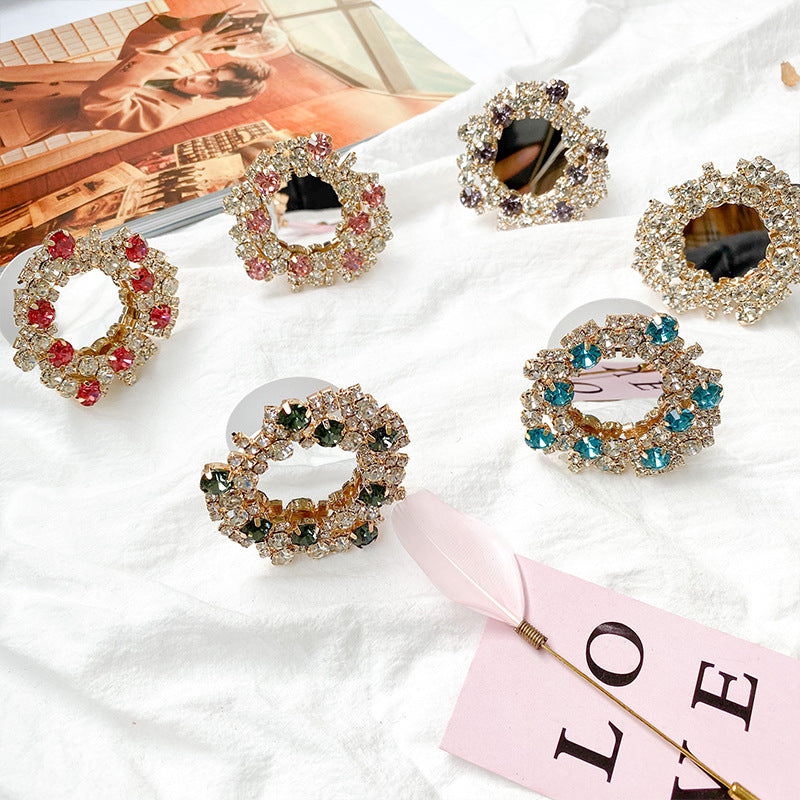 Soporte para teléfono móvil con incrustaciones de diamantes de espejo de diamantes de imitación al por mayor