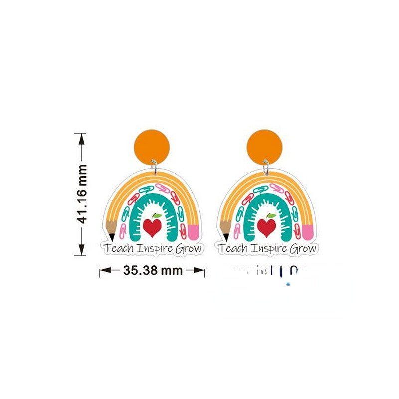 Venta al por mayor Aretes De Acrílico Brillo Corazón Día Del Maestro
