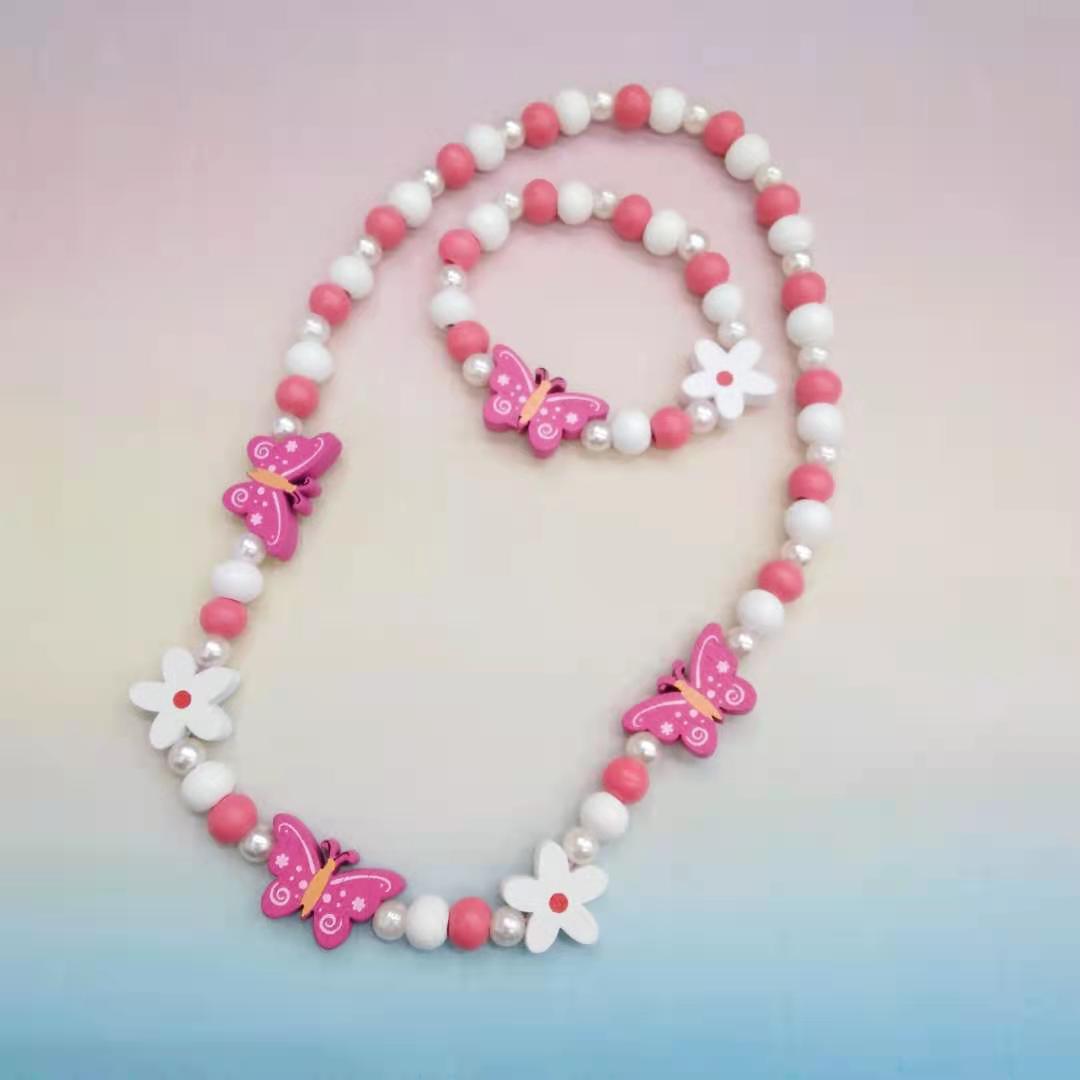 Wholesale 10PCS Kids Wooden Beaded Bracelet Necklace Set