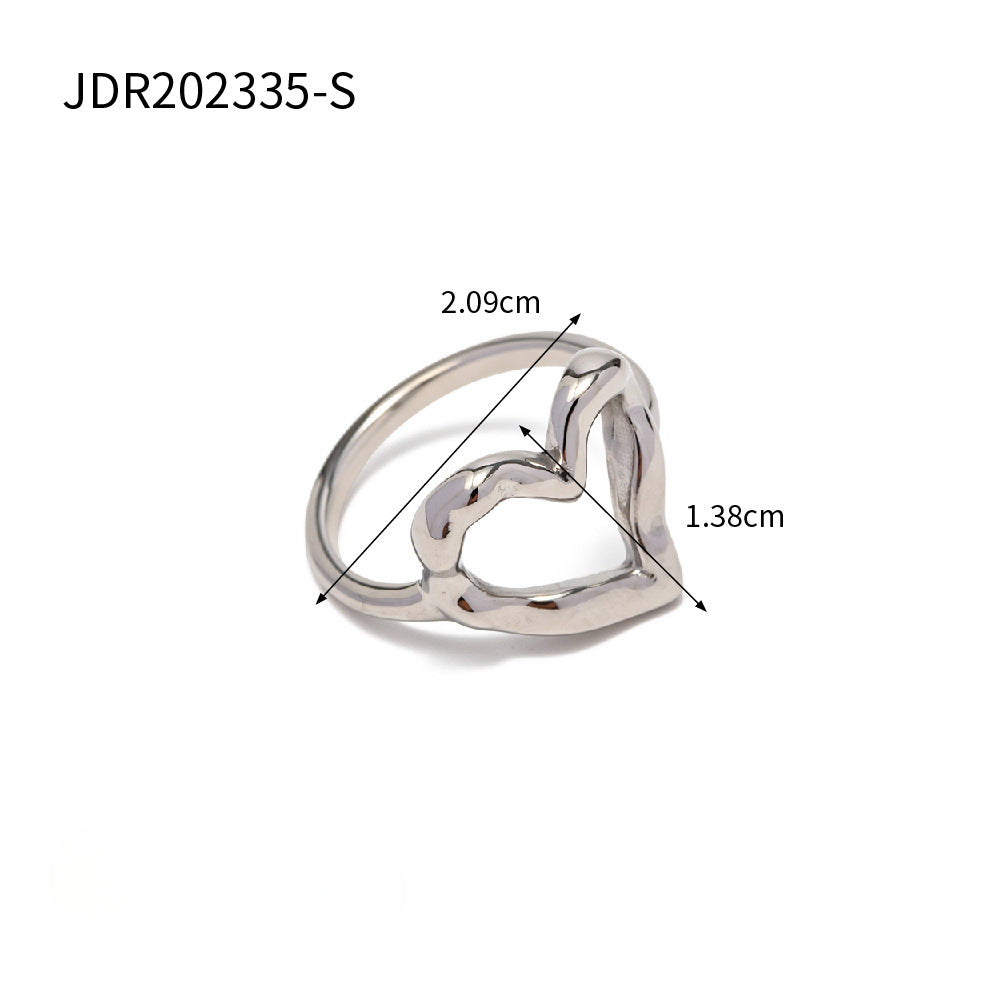 Wholesale Hammer Pattern Love Titanium Steel Gold Plated Ring
