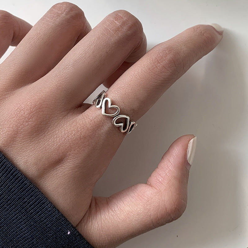 Wholesale Vintage Heart Hollow Silver Rings