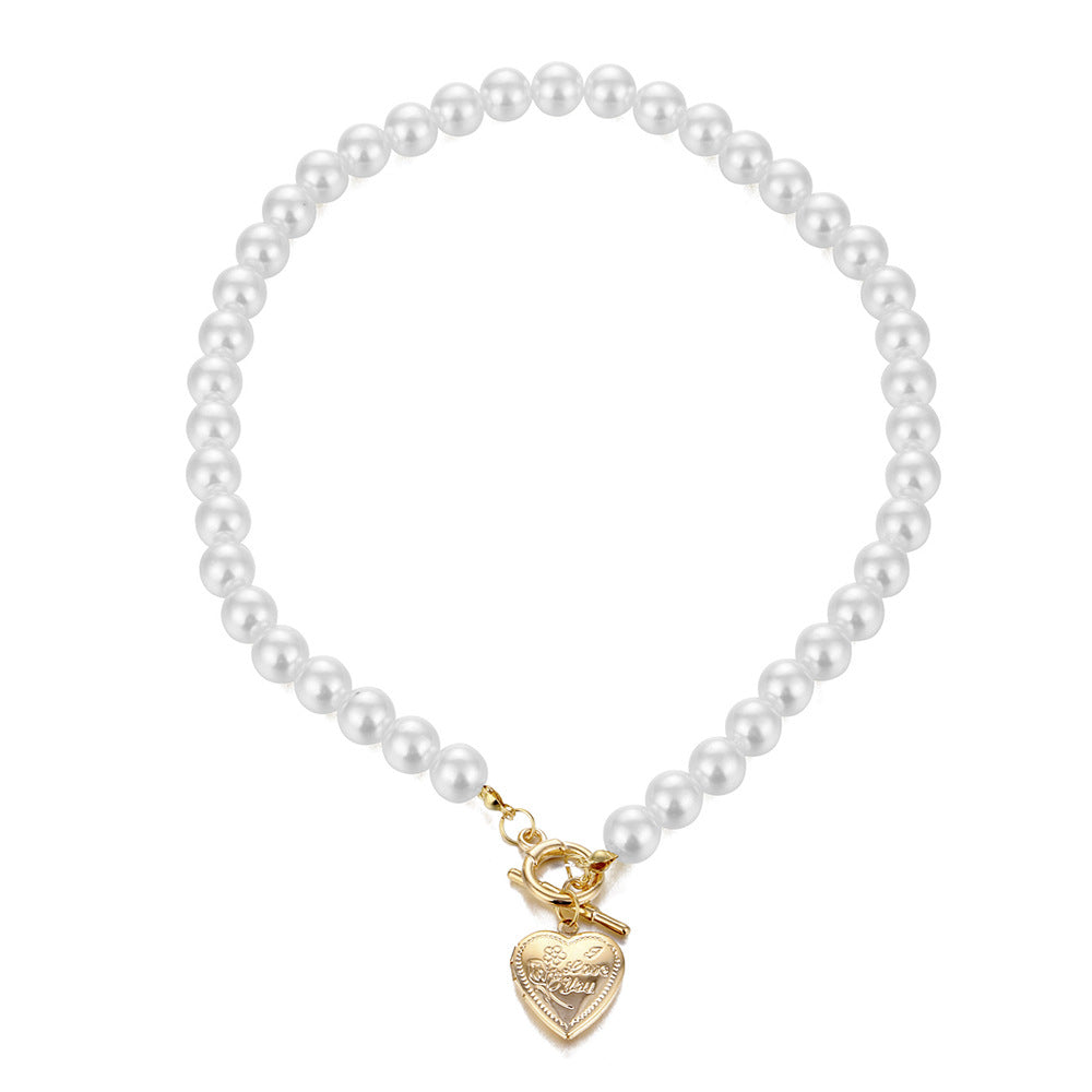 Brazalete al por mayor de la aleación del corazón de perla blanca