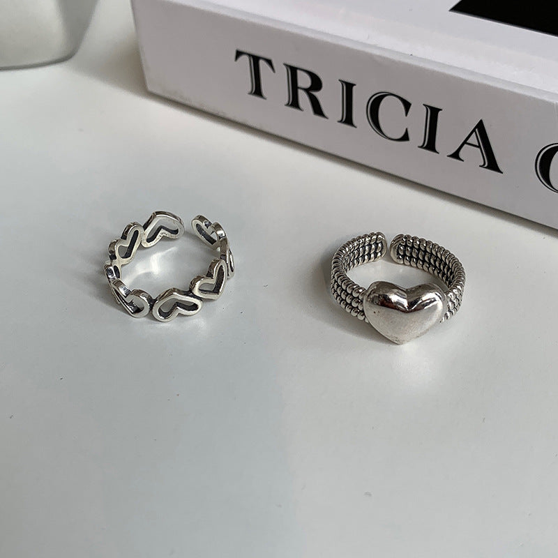 Wholesale Vintage Heart Hollow Silver Rings