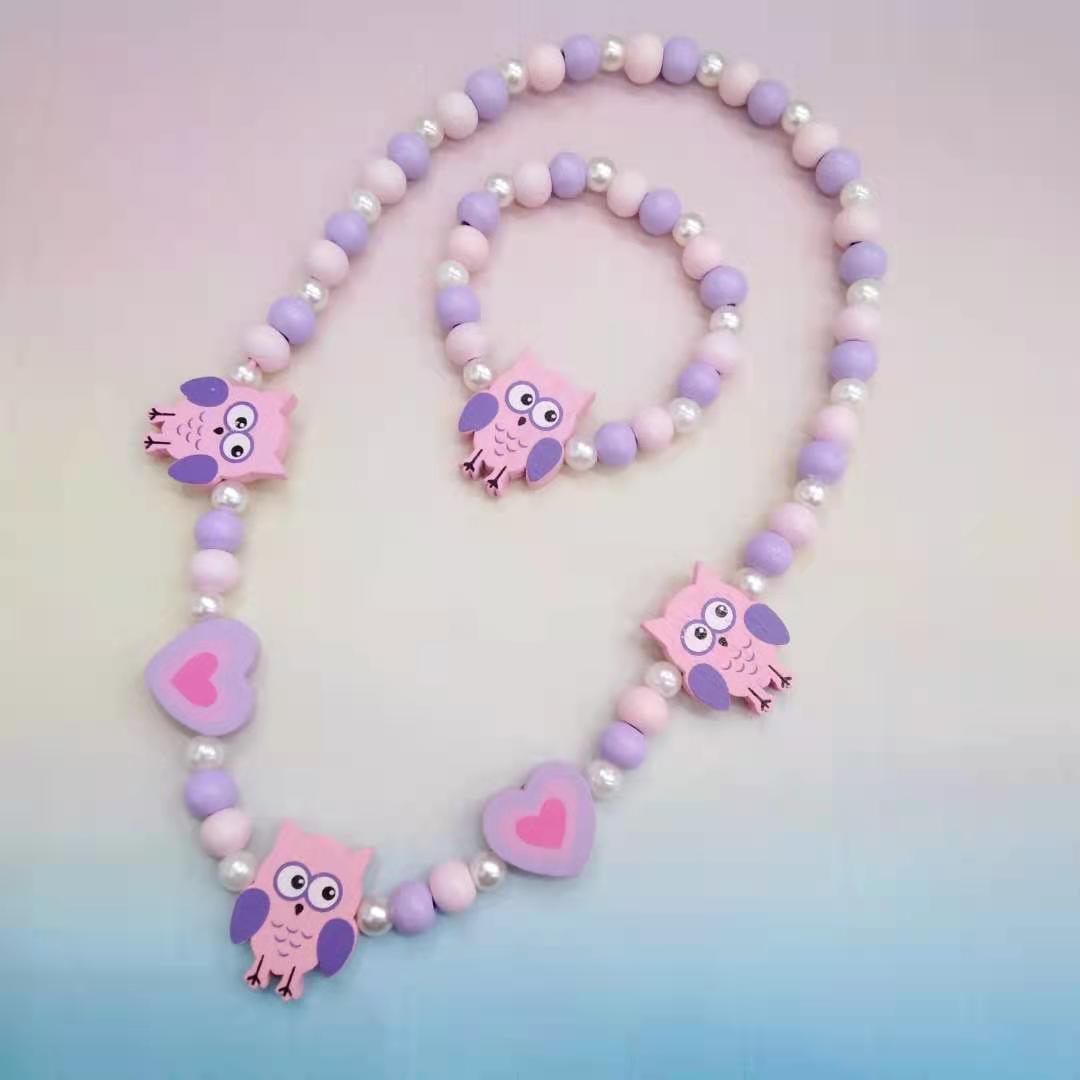 Wholesale 10PCS Kids Wooden Beaded Bracelet Necklace Set