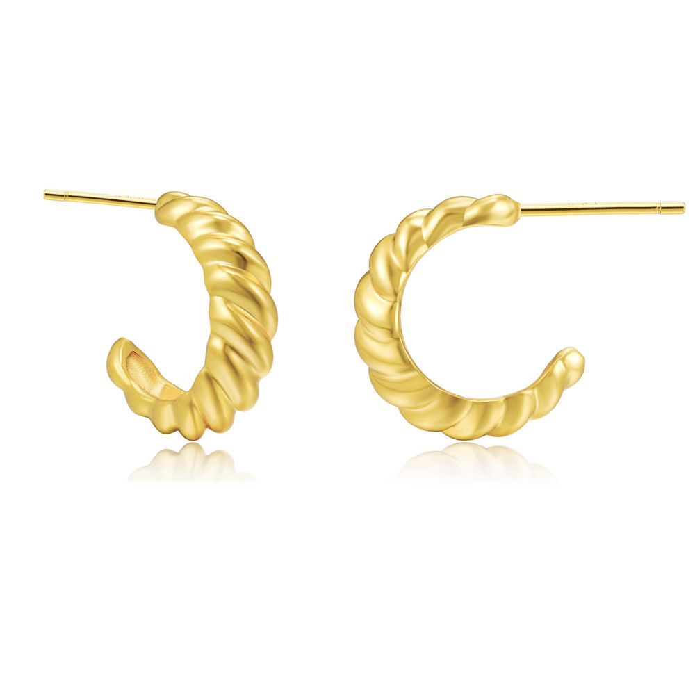 Wholesale C Shape Twist Gold Earrings Copper