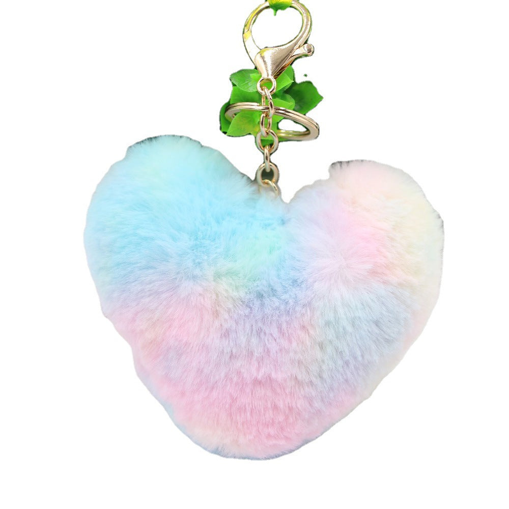 Wholesale Color Love Cute Fur Ball Plush Key Chain