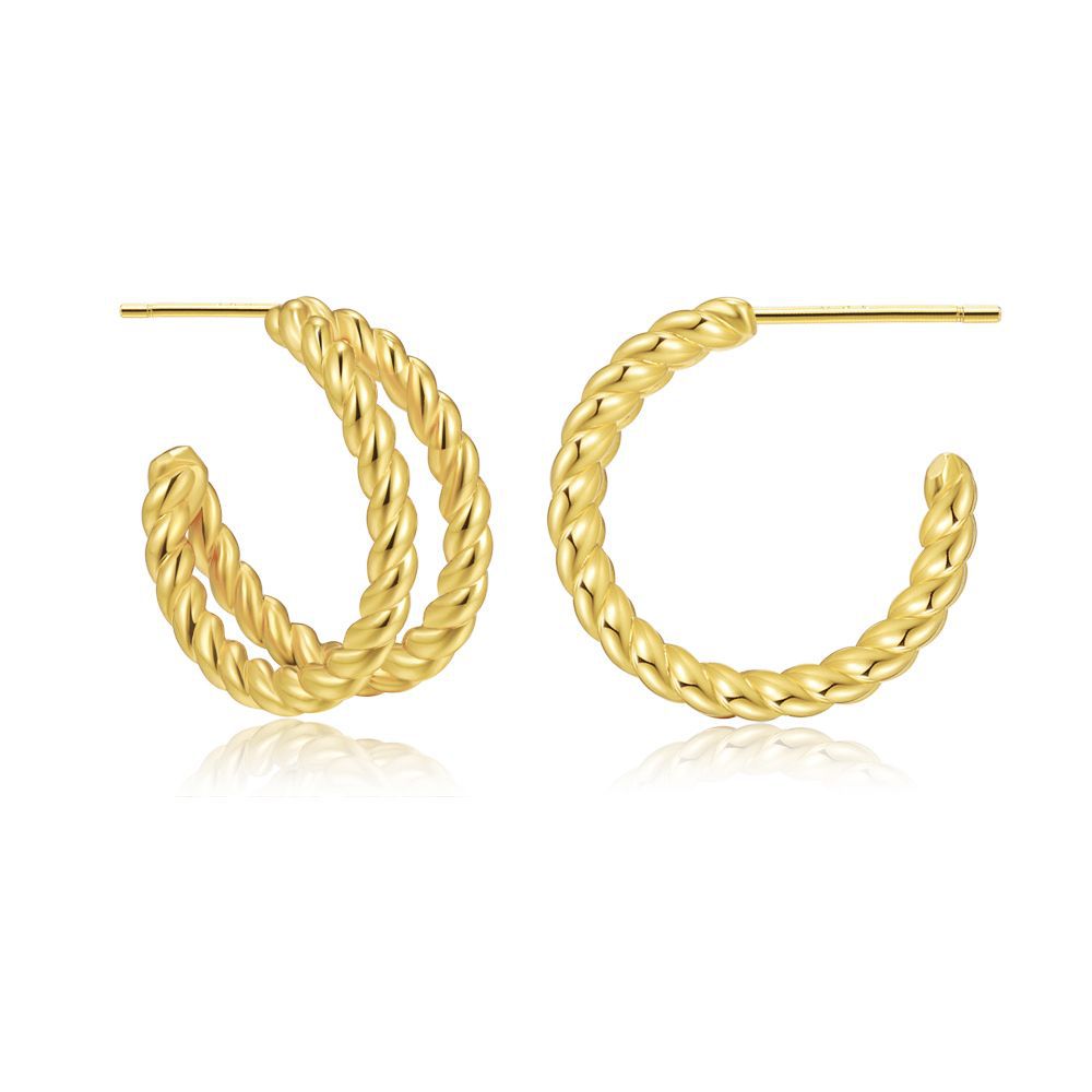 Wholesale C Shape Twist Gold Earrings Copper