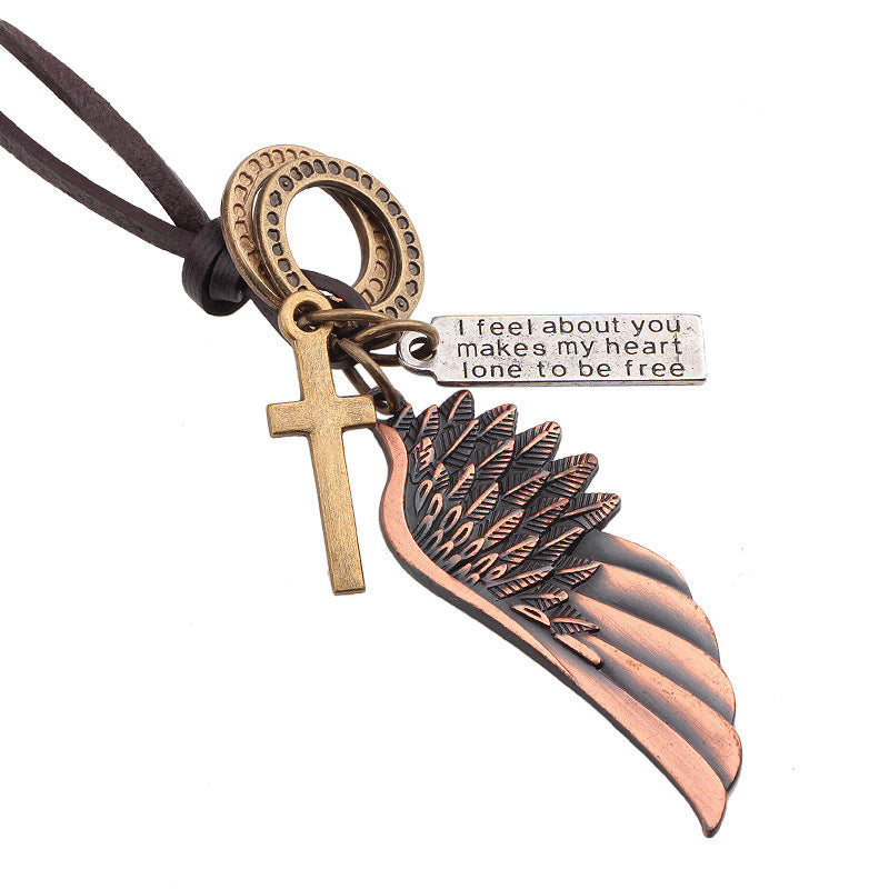 Wholesale Angel Wings Genuine Leather Necklaces