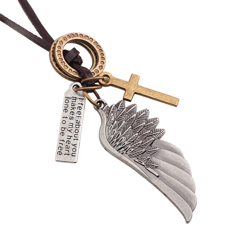 Wholesale Angel Wings Genuine Leather Necklaces