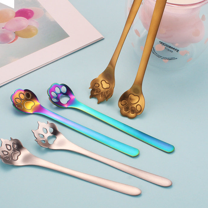 Wholesale Stainless Steel Dog Paw Cat Paw Hollow Coffee Spoon