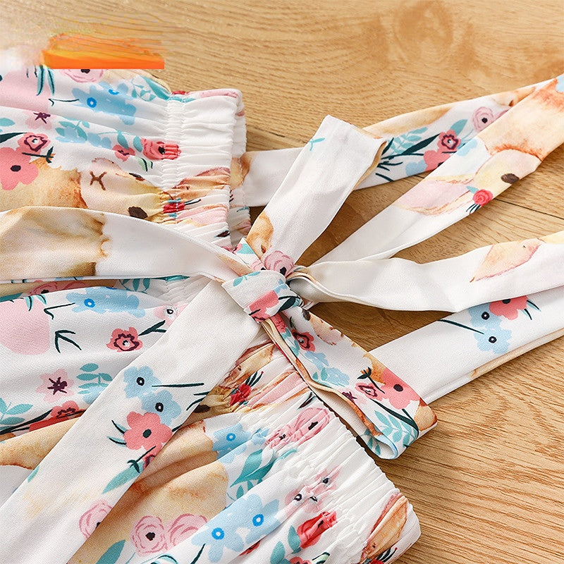 Wholesale Girls Easter Pure Color Cotton Bib Dress Baby Clothes