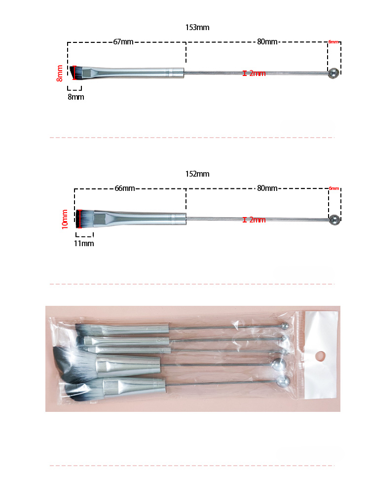 Wholesale Beadable Makeup Brush Pole 3.15 inches Set DIY for Beaded