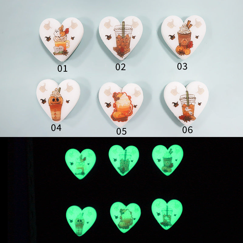 Wholesale Silicone Heart Shape Luminous Beads