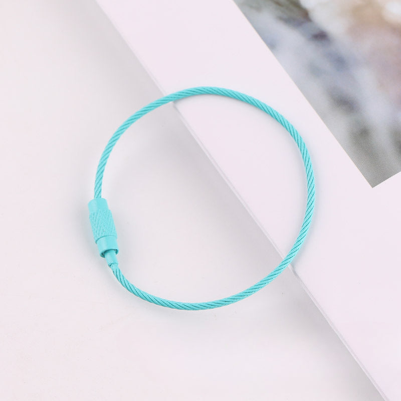 Wholesale 40PCS DIY Beadable Beaded Color Spray Painted Wire Ring Keychain Accessories