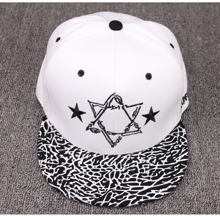 Gorra de béisbol con bordado de estrella hexagonal de algodón al por mayor