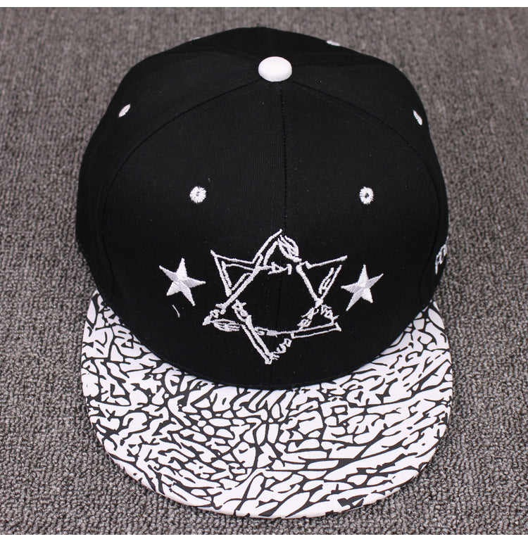 Gorra de béisbol con bordado de estrella hexagonal de algodón al por mayor