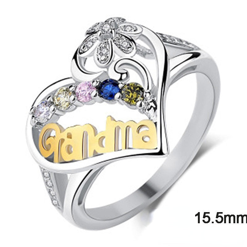 Wholesale Mother's Day Gift Heart Shape Alloy Adjustable Ring