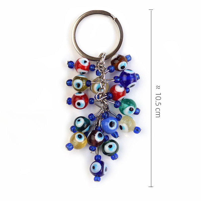 Wholesale Glass Grape Bunch Devil Eye Keychain