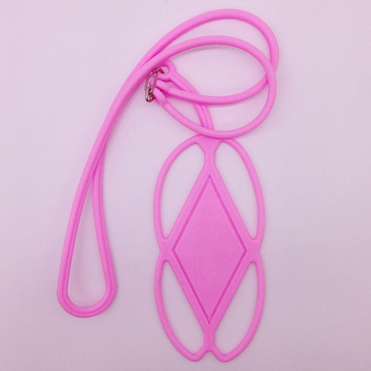 Venta al por mayor Lazy Elastic Outdoor Hanging Neck Badge Funda para teléfono móvil Silicona 10pcs