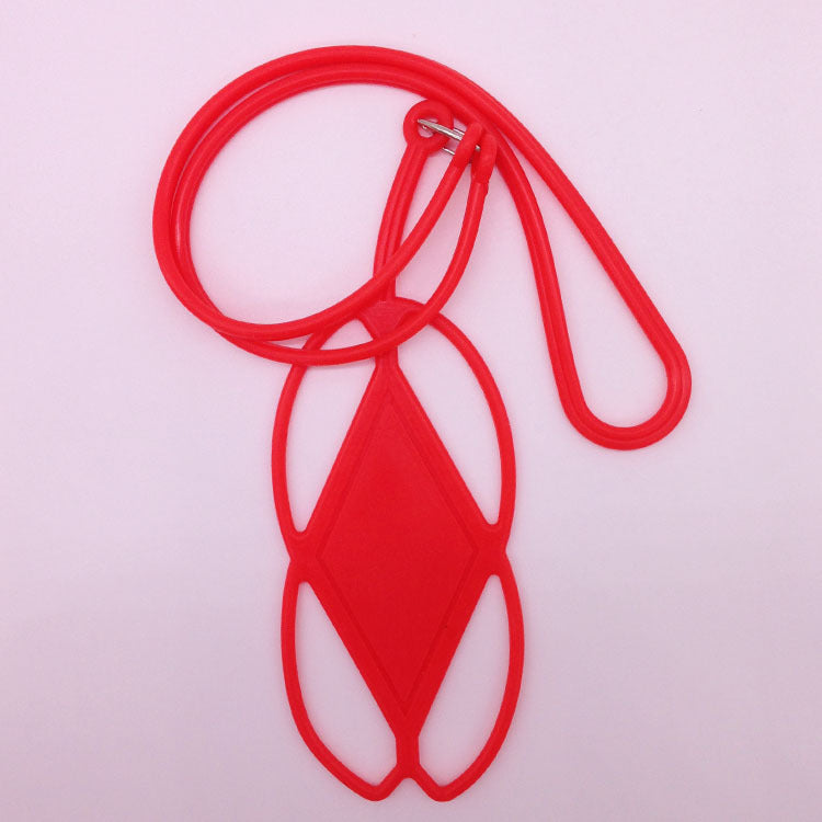 Venta al por mayor Lazy Elastic Outdoor Hanging Neck Badge Funda para teléfono móvil Silicona 10pcs