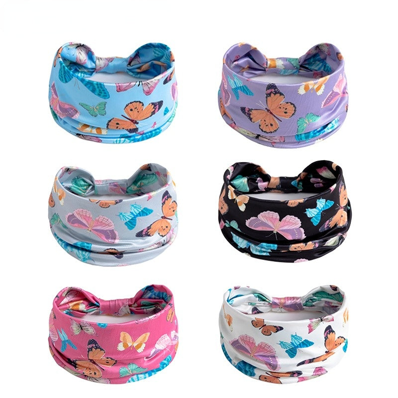 Wholesale 10PCS Butterfly Wide Brim Stretch Fabric Headband