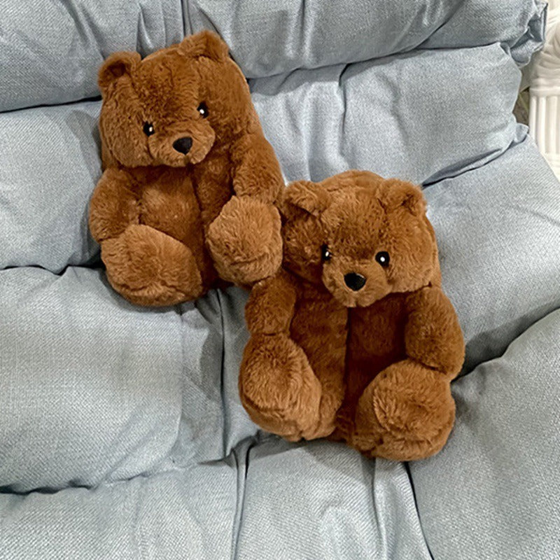 Wholesale Cartoon Teddy Bear Plush Warm Cotton Shoes