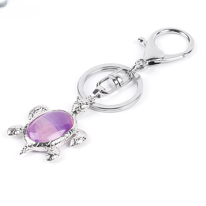 Wholesale Natural Stone Crystal Sea Turtle Keychain