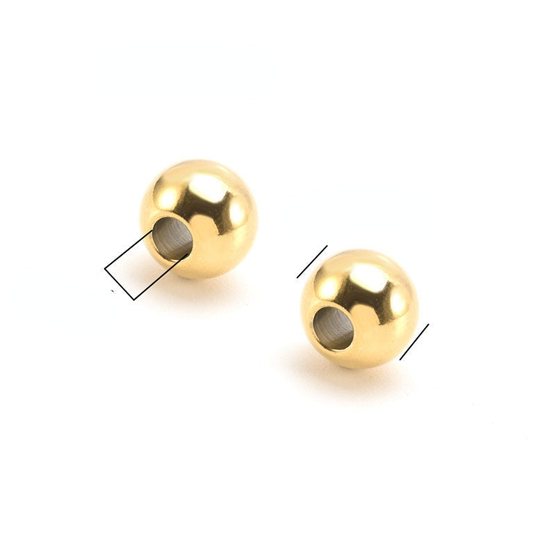 Wholesale 100PCS Gold Plated Stainless Steel Beads 7*2MM